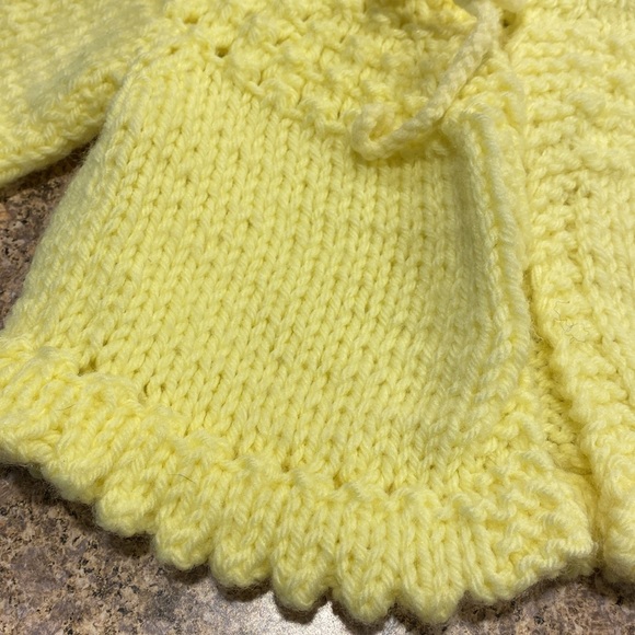 Handmade Knit Baby Yellow Sweater - Picture 8 of 17